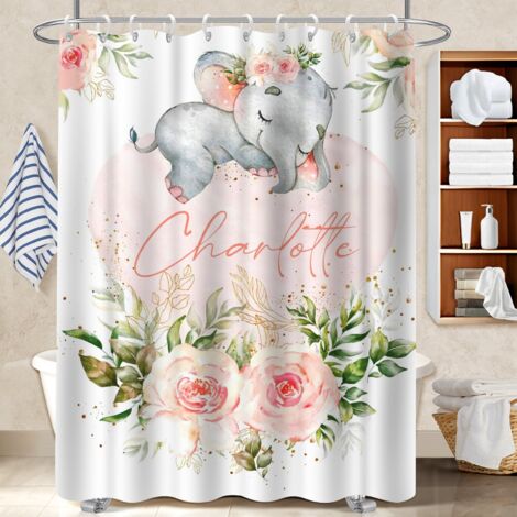 Ensemble rideau de douche polyester avec anneaux 180x180 naturel bâche polyester douche pour solution pour angle difficile