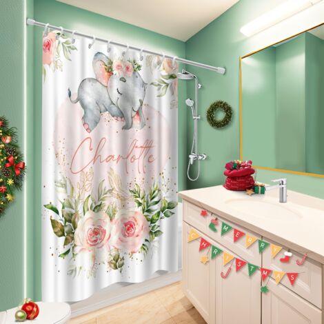 Ensemble rideau de douche polyester avec anneaux 180x180 naturel bâche polyester douche pour solution pour angle difficile