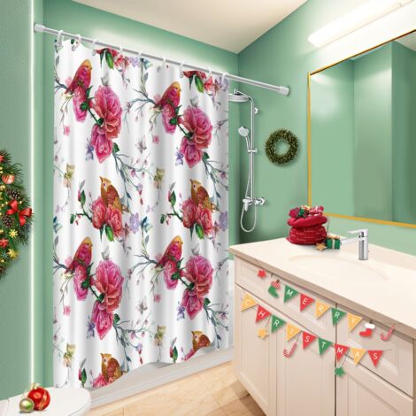 Ensemble rideau de douche polyester avec anneaux 180x180 poids aux ourlets bâche polyester douche pour salle de bain moderne