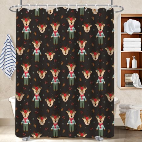 Ensemble rideau de douche polyester avec anneaux 180x180 résistant rideau imperméable pour votre chalet à la montagne