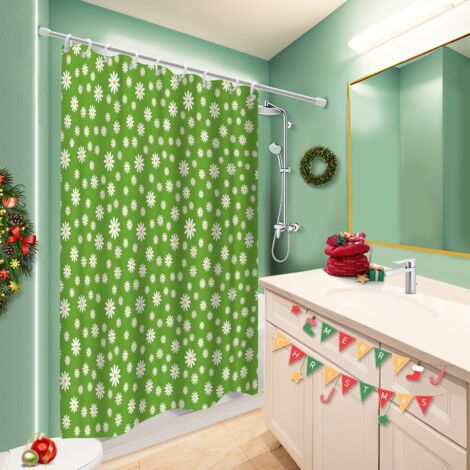 Ensemble rideau de douche polyester avec anneaux 180x180 souple et fluide bâche de douche pour rafraîchir sa salle de bain