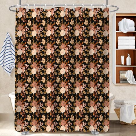 Ensemble rideau de douche polyester avec anneaux 180x180 tissu respirant polyester pour salle de bain pour votre chalet à la montagne