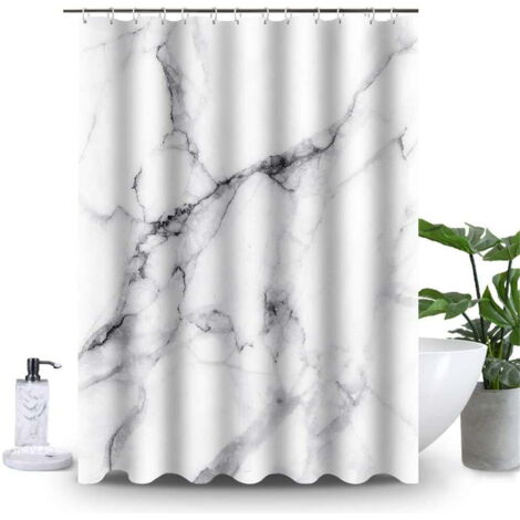 Ensemble rideaux douche marbre moderne, tissu lavable imperméable, design abstrait luxe, standard baignoire