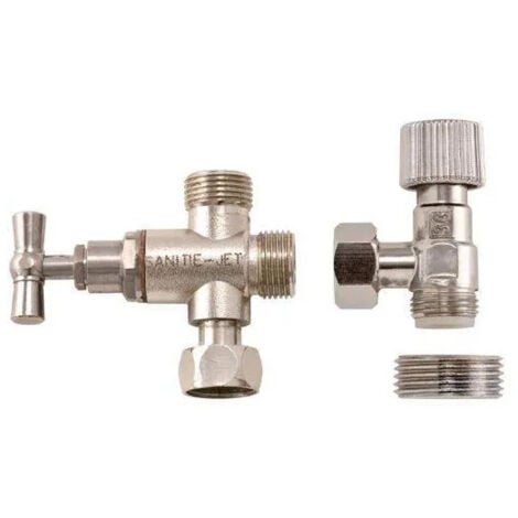 Ensemble robinet 3 voies avec robinet équerre pour douchette WC
