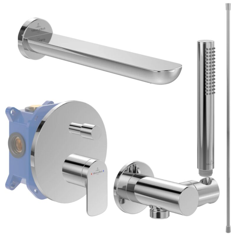 Ensemble robinet bain encastré villeroy et boch o novo chrome