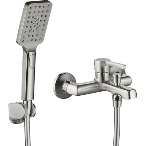 Ensemble robinet de baignoire mural avec douche ALITA argent BVA311D