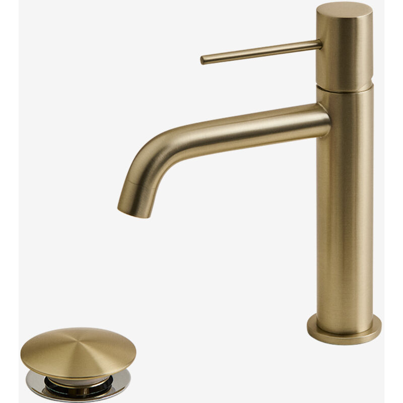 Ensemble robinet d'évier et robinet de vidange en laiton pour évier de type Orveta Click-Clack Sklum Doré ↑20 cm