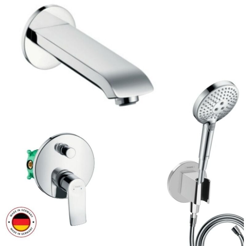 Ensemble robinet bain encastré Hansgrohe Metris chromé