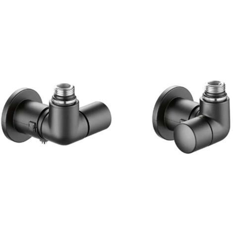Ensemble robinet équerre gauche Radiateur 1/2" (15/21) Mâle - M23x1,5 - Coude Réglage Couleur Noire - Thermador
