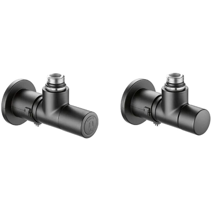 Ensemble robinet équerre radiateur 1/2' (15/21) Mâle - M23x1,5 - Coude Réglage Couleur Noire Thermador