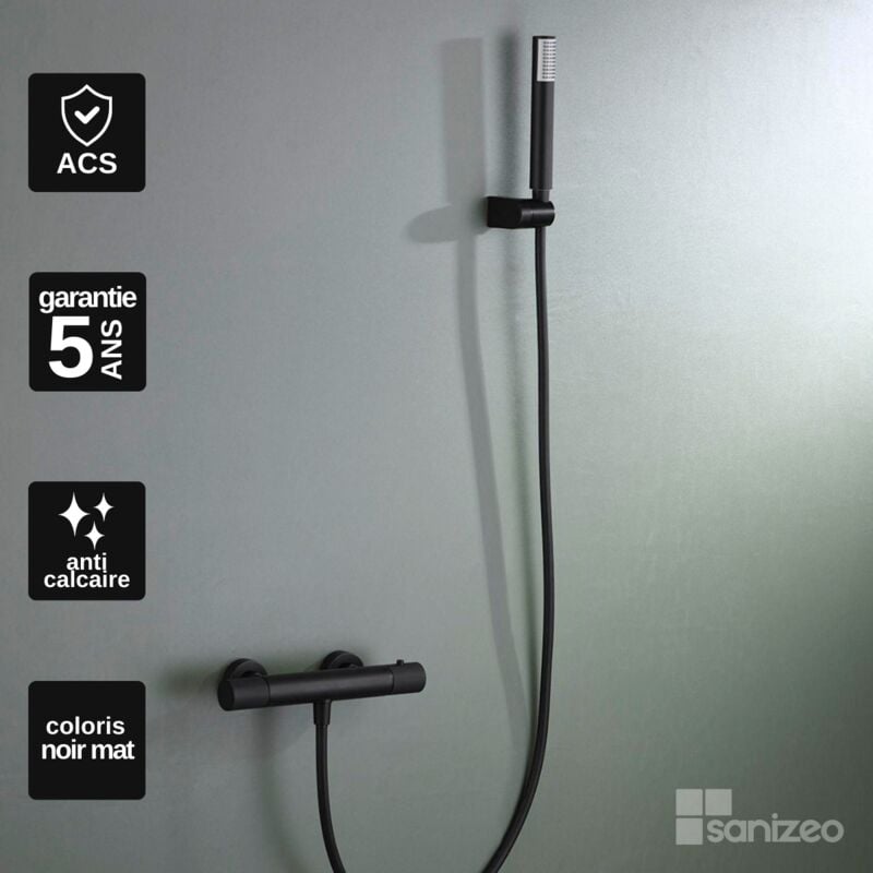 Mitigeur de Douche anti-calcaire Thermostatique Noir Mat imex line BTD038-5NG