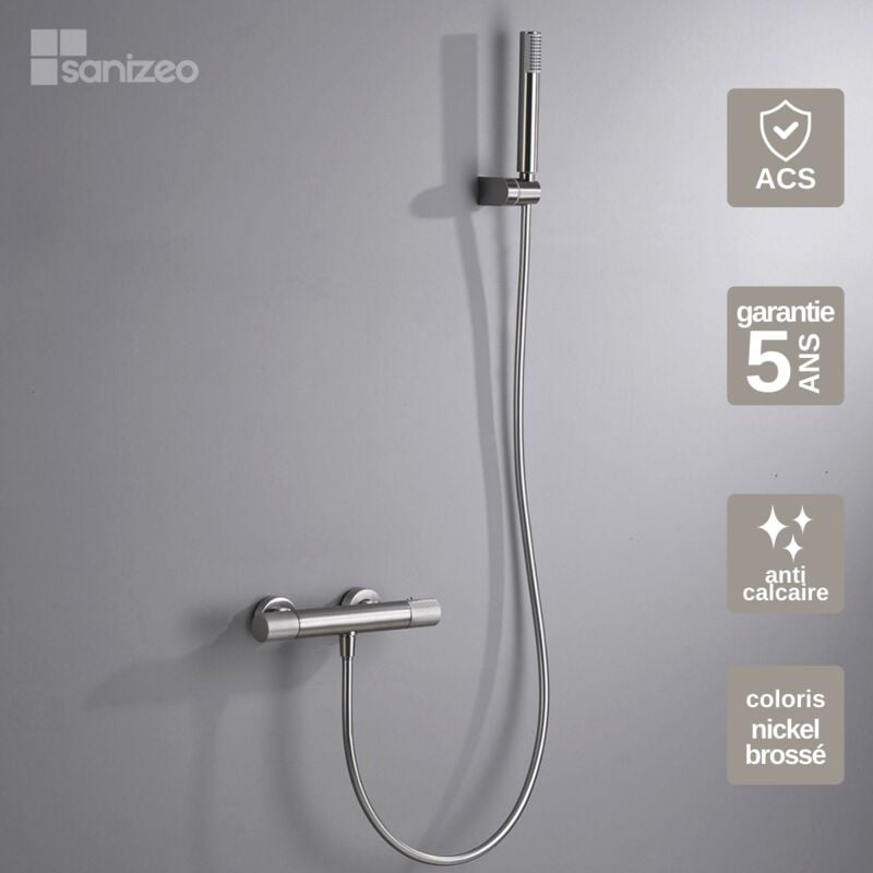 Mitigeur de Douche anti-calcaire Thermostatique Nickel Brossé imex line BTD038-5NQ