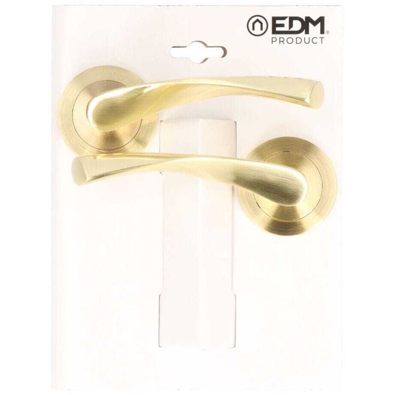 EDM - Ensemble rosace et poignée '707' pour portes de passage Ø6,5x12cm en aluminium laitonné