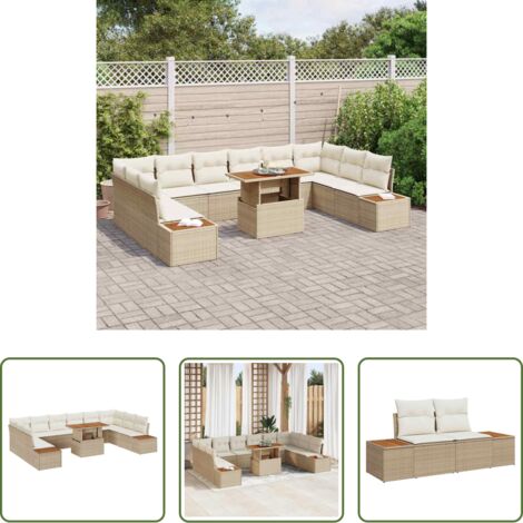 Ensemble salle à manger -  Ensemble de salle à manger pour jardin 11 pcs Beige et crème