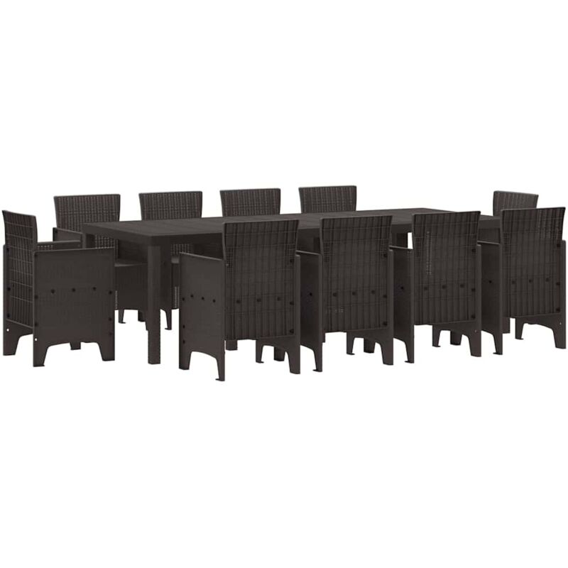 Vidaxl - Ensemble salle à manger jardin 11 pièces marron poly rotin