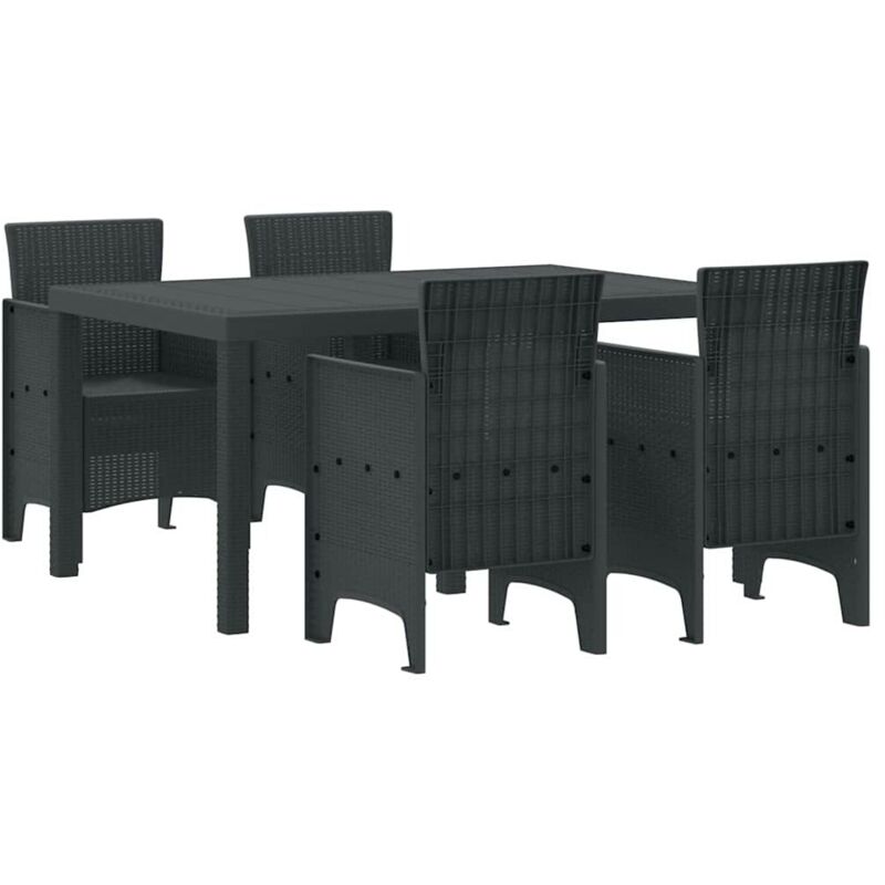Vidaxl - Ensemble salle à manger jardin 5 pièces Anthracite Poly Rattan