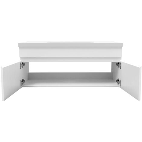 Ensemble Salle De Bain 100cm meuble blanc avec miroir lumineux