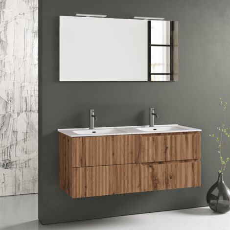 Ensemble salle de bain double vasque 5 pièces ZIP chêne