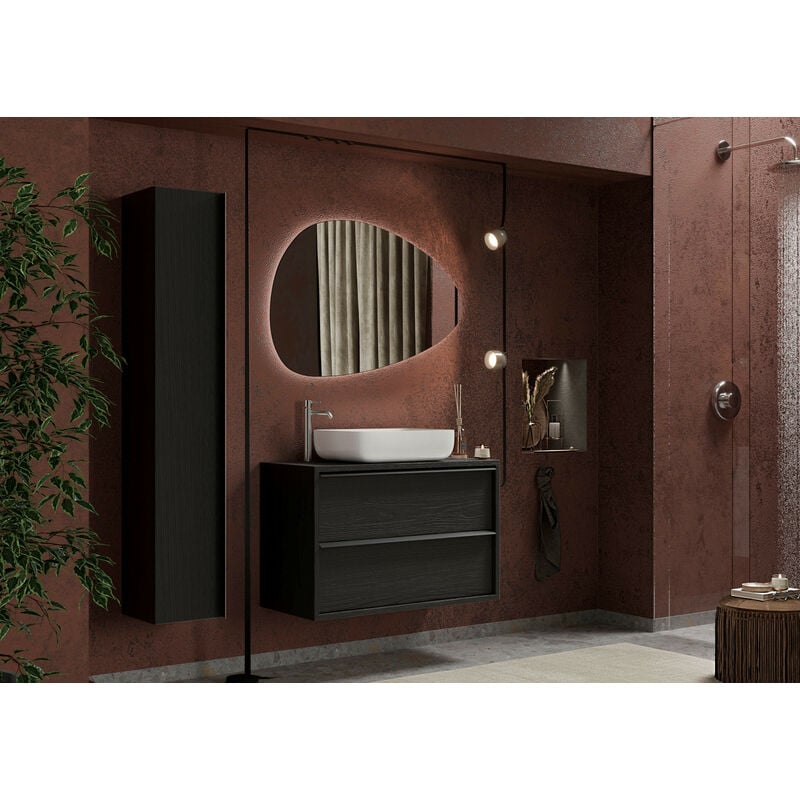 Azura Home Design - Ensemble salle de bain steel noir frêne, en plusieurs dimensions - 79 cm