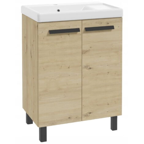 Ensemble salle de bain : meuble vasque 80x60 + robinet, siphon, bouchon clic-clac Bonita