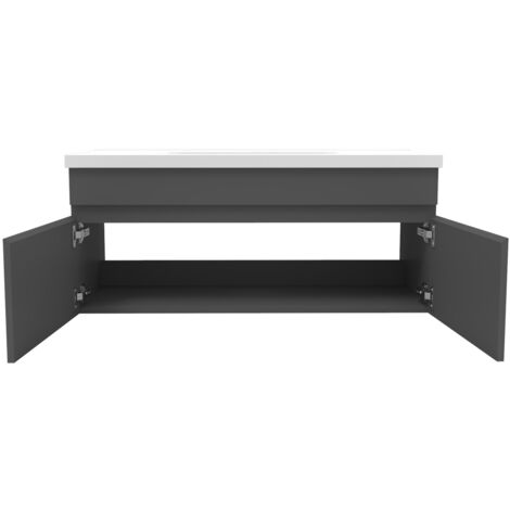 Ensemble Salle De Bain simple vasque 100cm meuble Anthracite avec miroir lumineux
