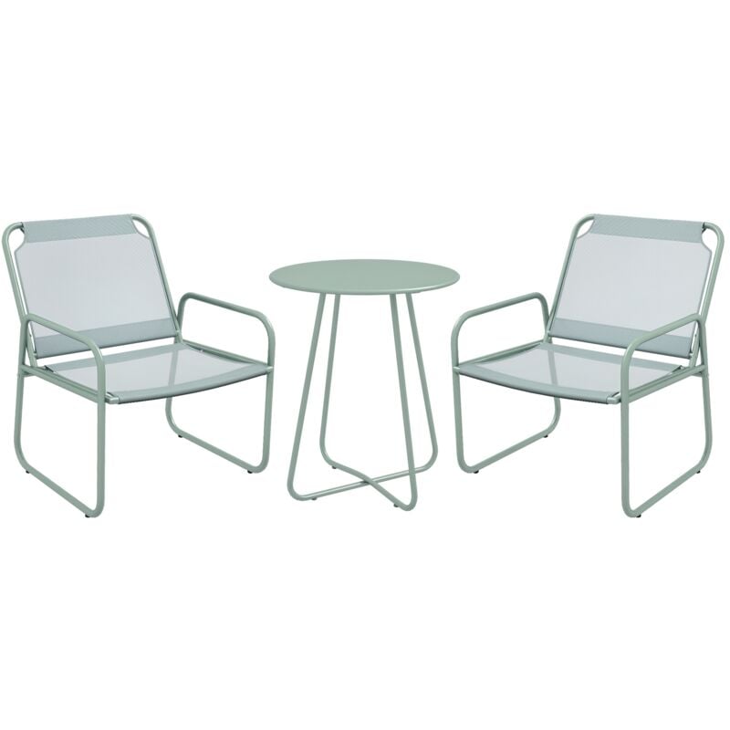 Outsunny - Ensemble salon de jardin 3 pcs 2 fauteuils et table ronde vert