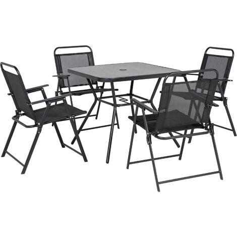 Ensemble salon de jardin 5 pièces métal époxy noir