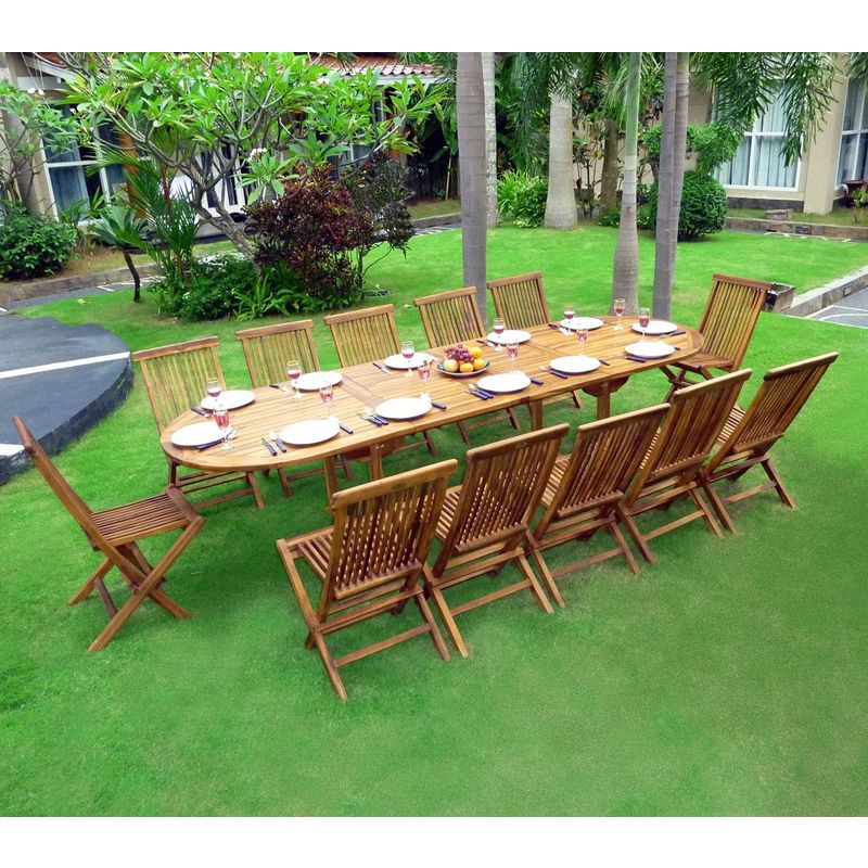 Ensemble Salon De Jardin En Teck Huile 10 12 Places Table Ovale