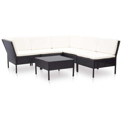 Ensemble Salon de Jardin Modulable 6 Pièces – Élégance Noire et Crème