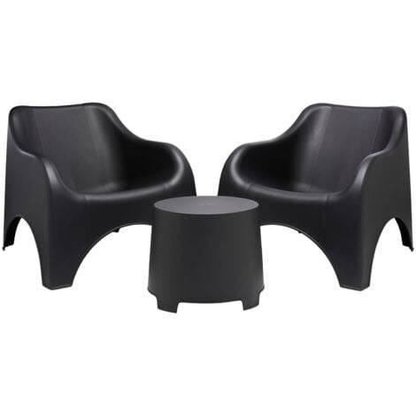 DMORA Ensemble Salon d'Extérieur Cormons, Salon de Jardin 2 Places, Table Basse Made in Italy, Gris Anthracite