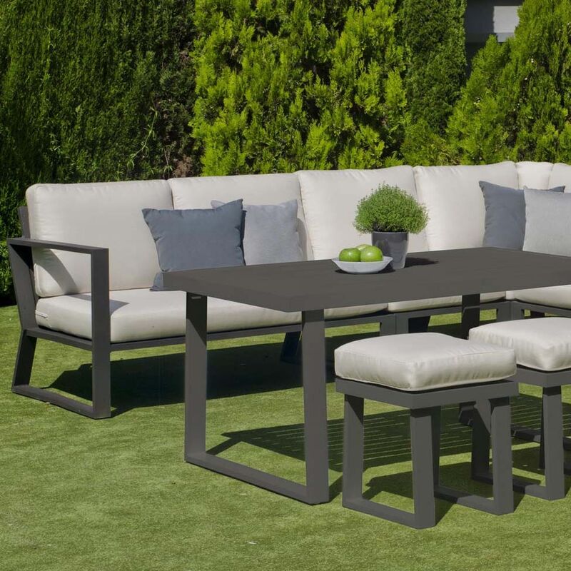 Hevea - Salon de jardin avec sofa en aluminium Bolon Anthracite et gris clair - Anthracite et gris clair