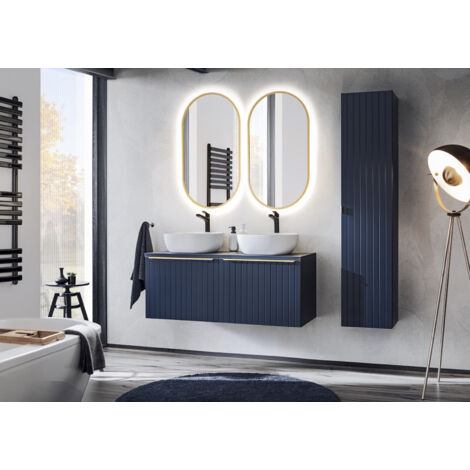 Ensemble Santa Fe 120 cm Bleu - 2 vasques, 1 colonne
