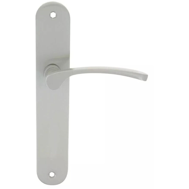 Ensemble sur plaque type Sara New béquille aluminium plaque acier entraxe 195 mm nickelé mat condamnation - CADAP