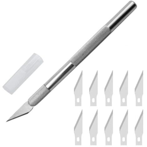 Ensemble Scalpel, Precision Cutter Scalpel avec 10 lames, Couteau pour Loisirs Créatifs, Cutter de précisioncouteau artisanal pour
