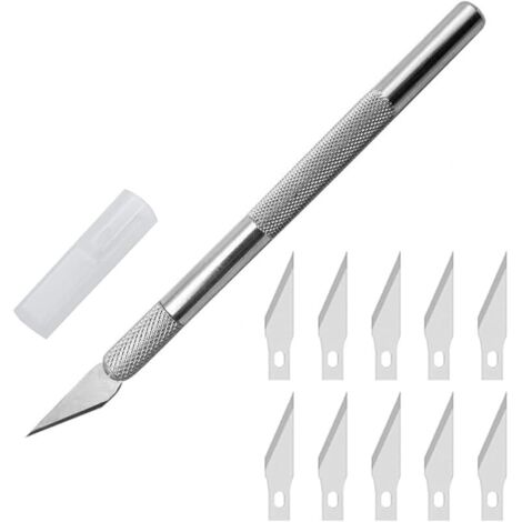 Ensemble Scalpel, Precision Cutter Scalpel avec 10 lames, Couteau pour Loisirs Créatifs, Cutter de précisioncouteau artisanal pour l'artisanat Découpe de Travail d'art Bricolage Sculpture