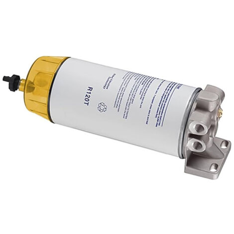 Ensemble séparateur huile-eau R120T adapté aux filtres des petits moteurs diesel de vedettes rapides et de pétroliers.