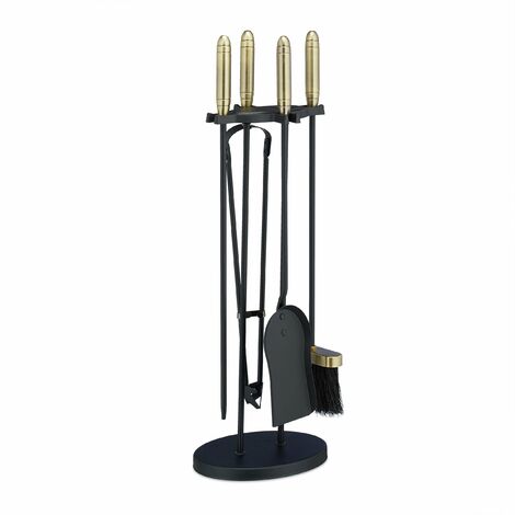 Set outils de cheminée en laiton bruni 4 pièces Cheminée Outils classique  70 cm Cheval - Cyberbois - Le bois sous toutes ses formes