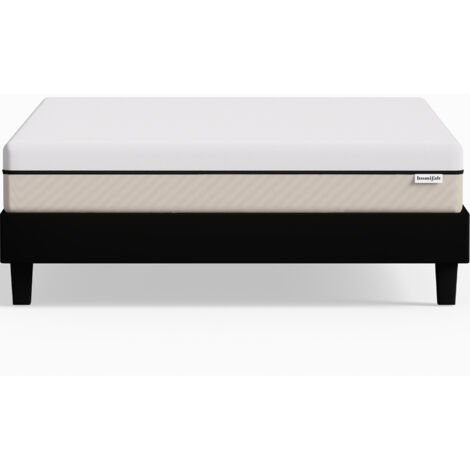 Ensemble sommier à lattes 180x200 cm en tissu noir + Matelas Hybride à ressorts ensachés et mémoire de forme - Spring Elite