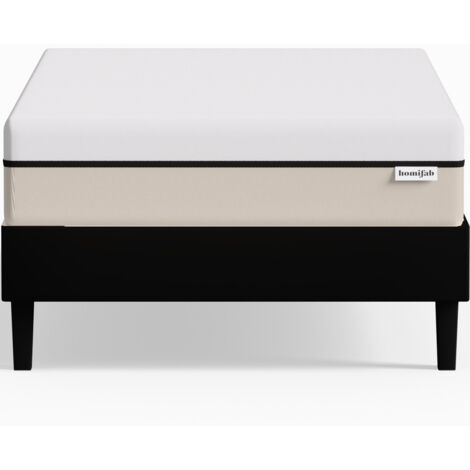 Ensemble sommier à lattes 90x190 cm en tissu noir + Matelas Hybride à ressorts ensachés et mémoire de forme - Spring Elite