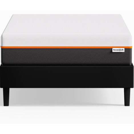 Ensemble sommier à lattes 90x190 cm en tissu noir + Matelas mousse gel à mémoire de forme, double confort - Dual Confort