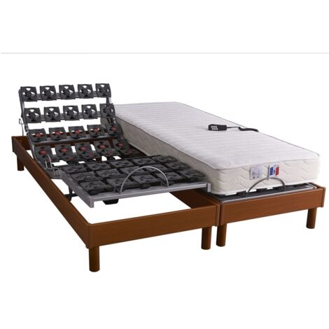 Ensemble sommier et matelas électrique 160x200 cm – Mousse à mémoire 16/17 cm – 50 plots multidirectionnels – Tête et pieds relevables – Idliterie