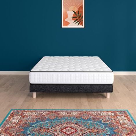 Ensemble sommier et matelas - NEW YORK - 160 x 200 - Ressorts - Sommier a lattes