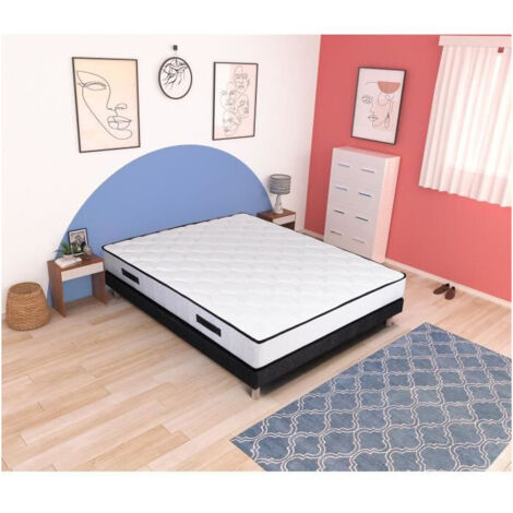 Ensemble sommier et matelas - PARIS - 140 x 190 - Ressorts - Sommier a lattes