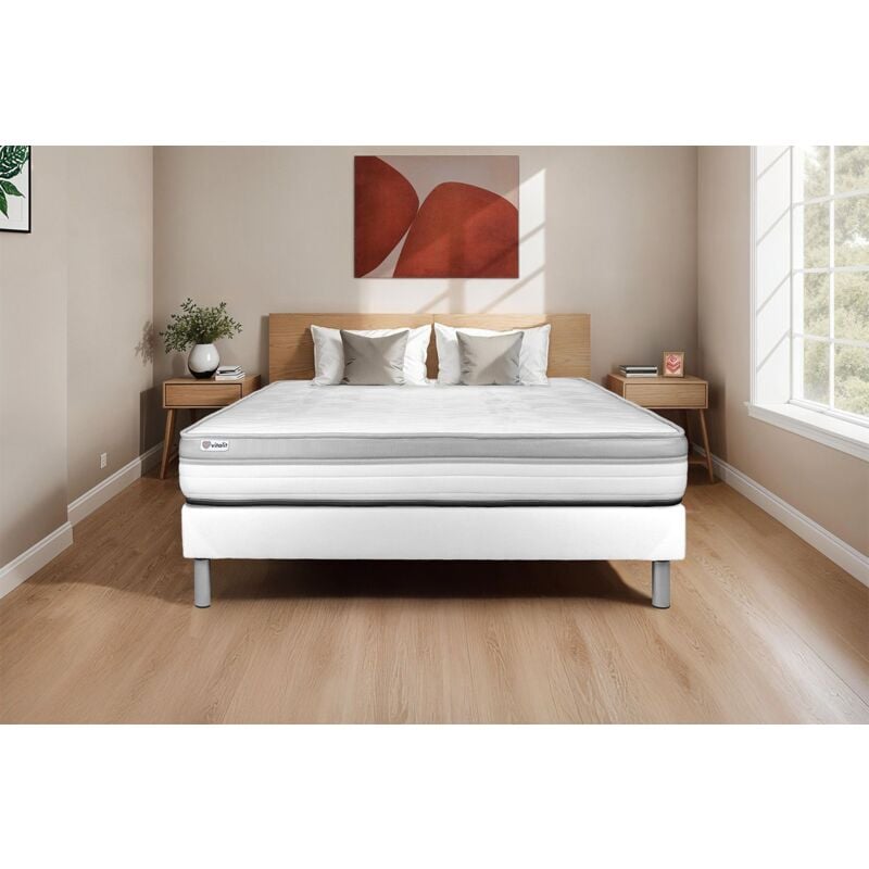 Vitalit - Ensemble matelas sommier vital relax 160 x 200 - Couleur: Blanc