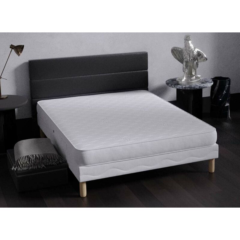 ensemble sommier + matelas 15cm 140x190cm - blanc