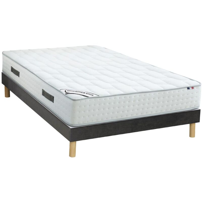 Ensemble 160 x 200 cm sommier + matelas hybride ressorts ensachés 7 zones mousse à mémoire de forme ép.25cm - ionia de dreamea