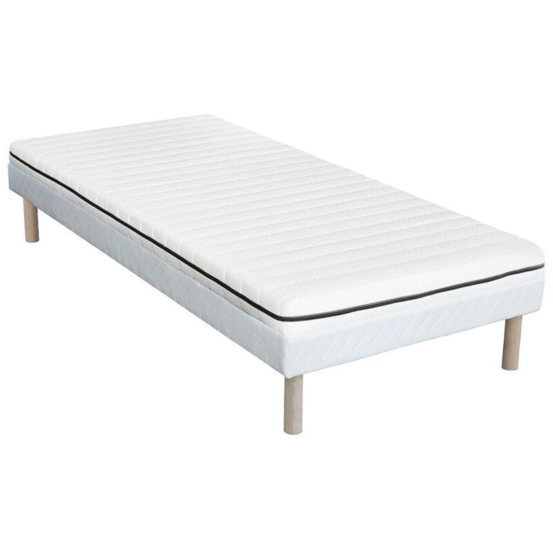 Ensemble 90 x 190 cm sommier + matelas mousse déhoussable ép.10cm - nasus de dreamea