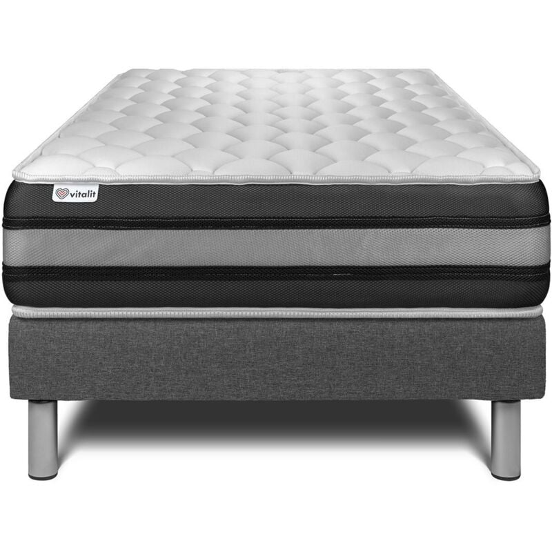 Vitalit - Ensemble matelas sommier vitalspring zen 90 x 200 - Couleur: Gris