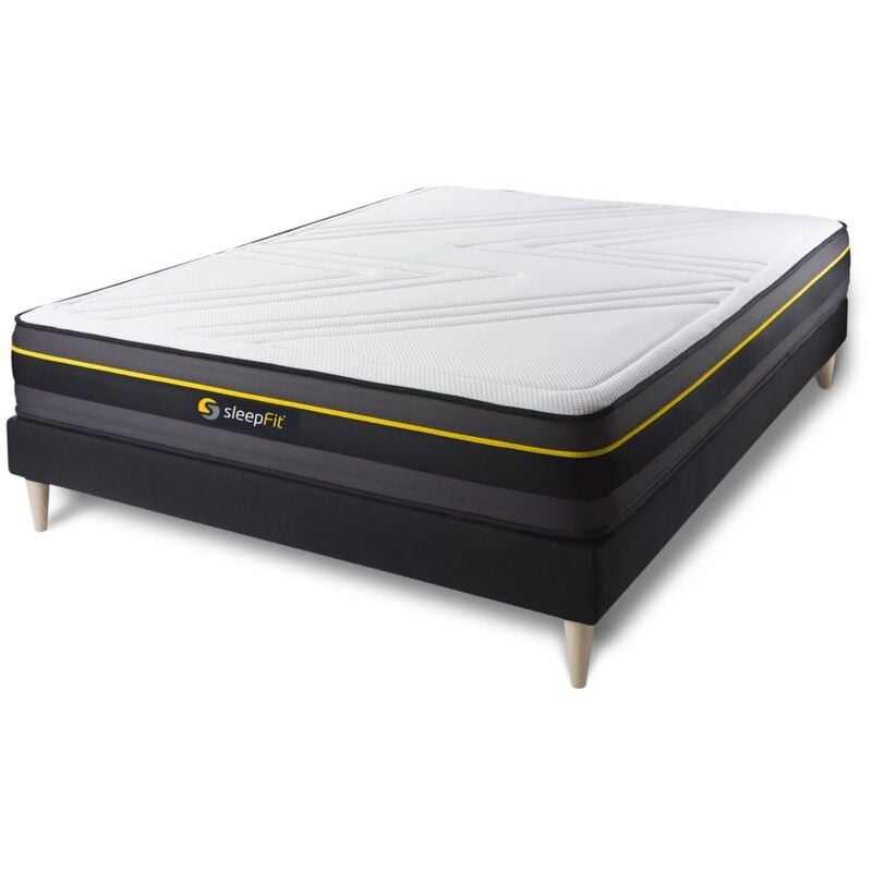Ensemble matelas sommier Active 140 x 190 cm - Couleur : Noir