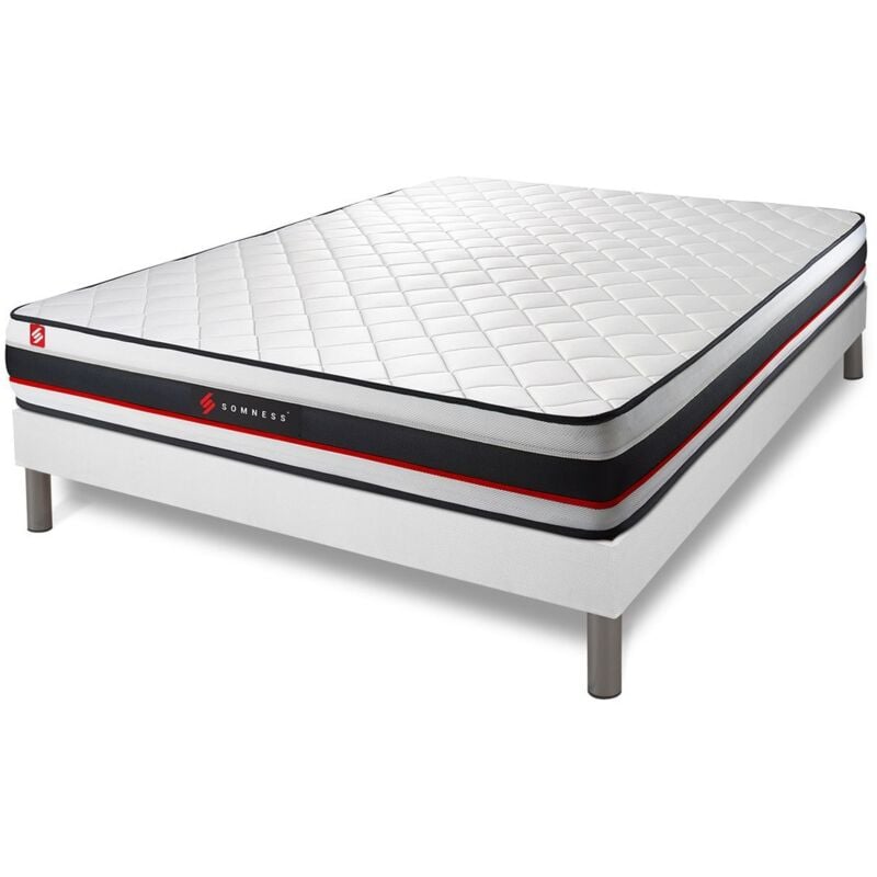 Somness - Ensemble matelas sommier Form 160 x 200 cm - Couleur : Blanc